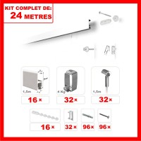 Cimaises - Kit complet de 24m de cimaise à fil Cliprail - BLANC