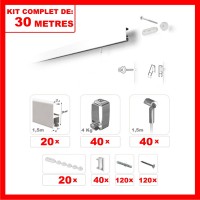Cimaises - Kit complet de 30m de cimaise à fil Cliprail - BLANC