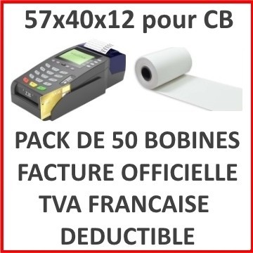 Bobines papiers 57x40x12 pour TPE du commerce. 20 rouleaux