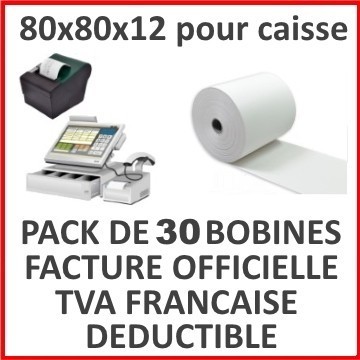 BOBINE THERMIQUE - CAISSE 80x80x12 , carton de 3 x 10 rouleaux