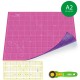 Kit de couture Tapis de découpe double face ROSE et VIOLET A2 (45x60m), cutter rotatif 45mm et règle patchwork 15x30cm